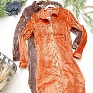 Boutique Velvet Spice Shirt Dress